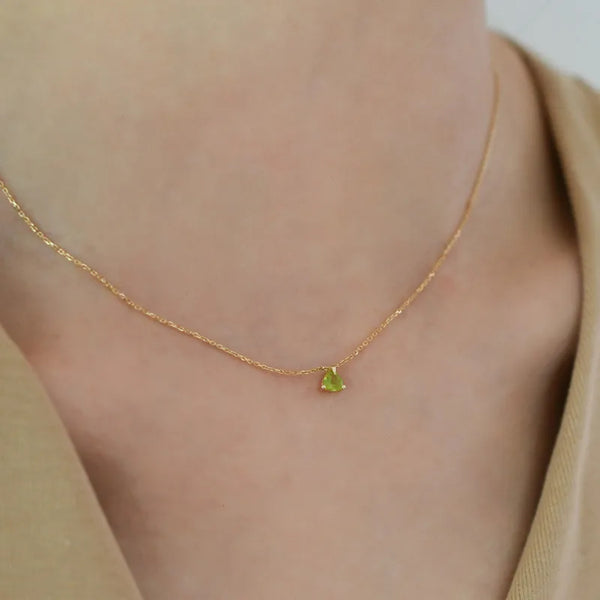 Green Geometric Pendant Necklace | 925 Sterling Silver
