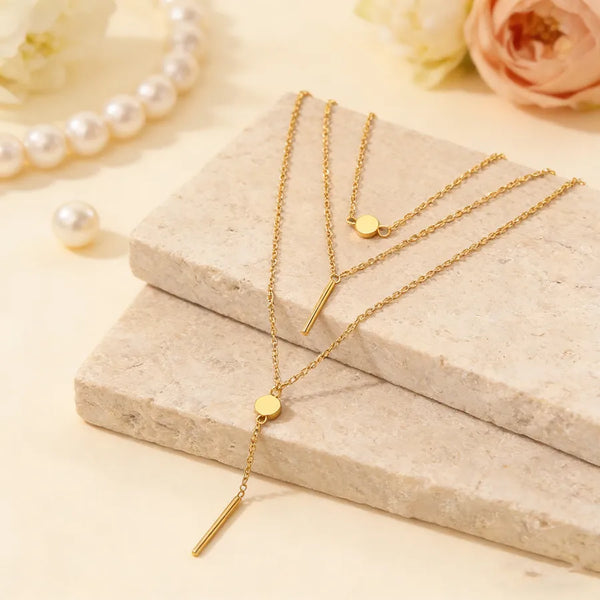 Three Geometric Necklace | Stainless Steel