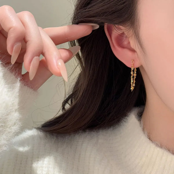 Gold-Plated Tassel Stud Earrings | 925 Sterling Silver