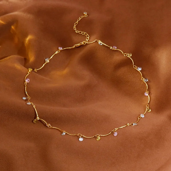 Colorful Zircon Pendant Necklace | Copper