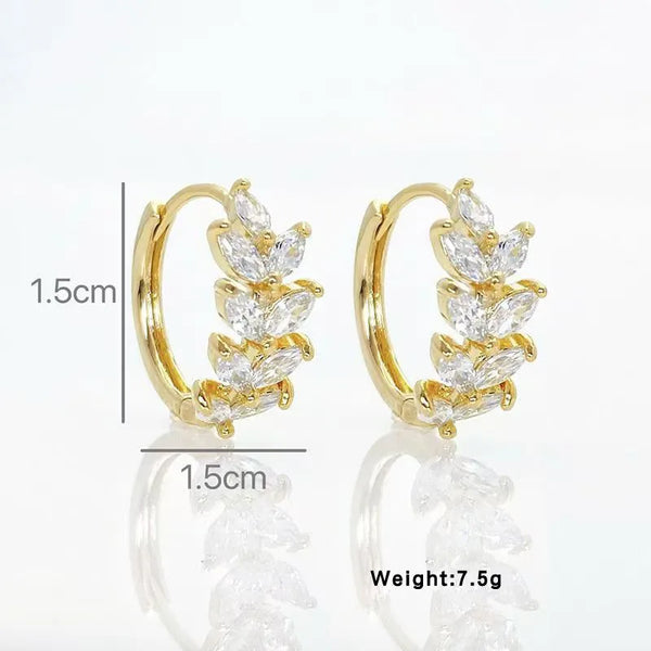 Zircon Leaf Earrings | Copper