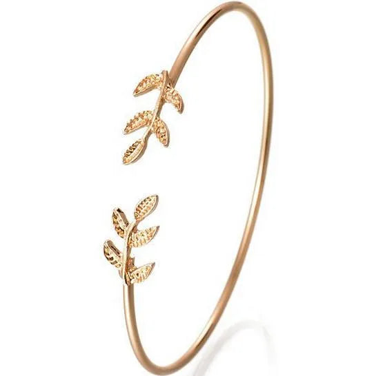 Leaf Bangle Bracelet | Metal