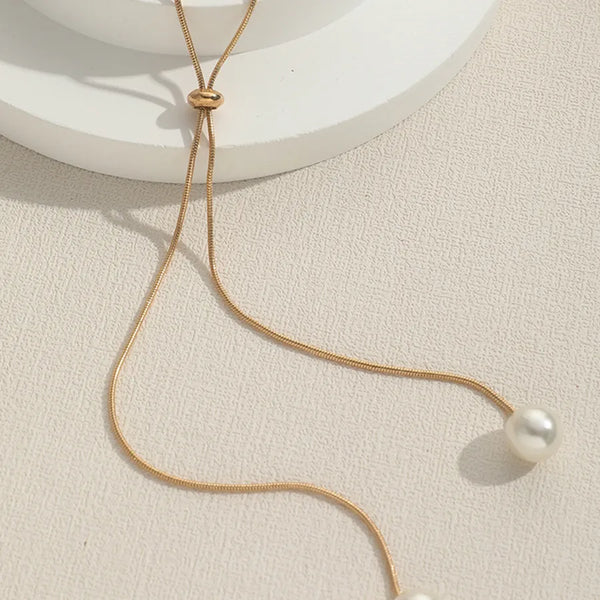Geometric Artificial Pearl Pendant Necklace | Pearl