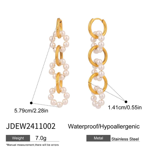Classic Artificial Pearl Drop Earrings | Stainless Steel
