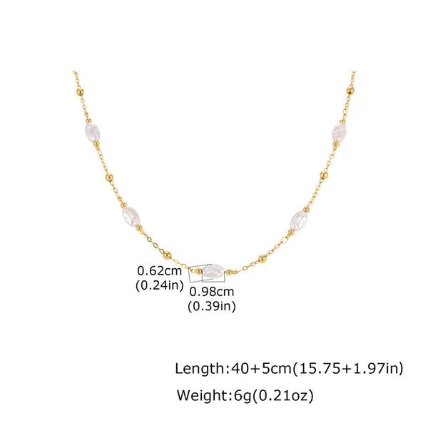 Zircon Artificial Pearl Necklace | Copper