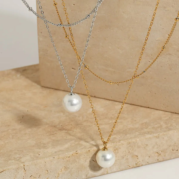 Shell Pearl Necklace | Stainless Steel