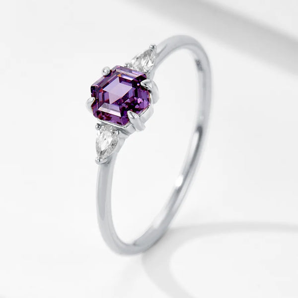 Hexagon Zircon Ring | 925 Sterling Silver