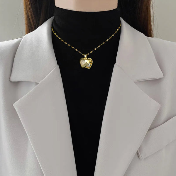 Zircon Artificial Pearl Pendant Necklace | Copper