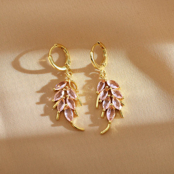 Gold-Plated Leaf Drop Earrings | Stainless Steel
