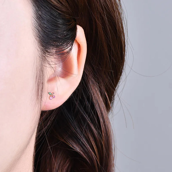 Cherry Stud Earrings | Silver