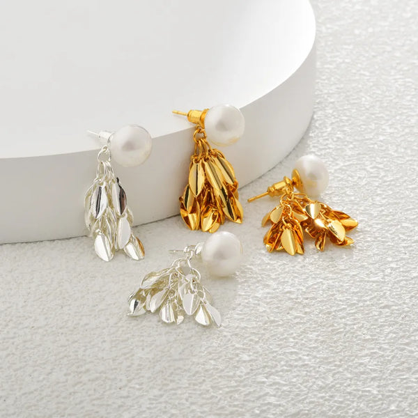 Silver-Plated Artificial Pearl Stud Earrings | Artificial Pearl