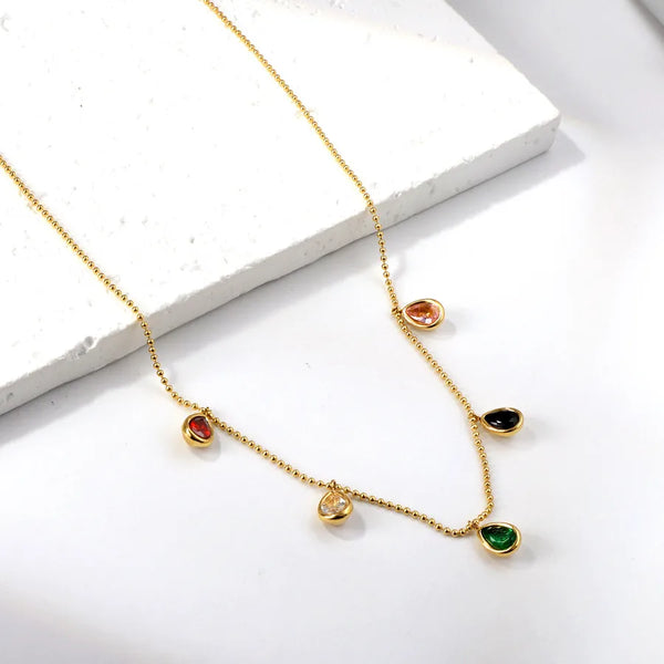 Gold-Plated Rhinestone Necklace | Stainless Steel