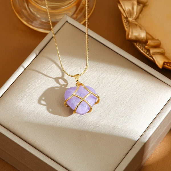 Blue Heart Necklace | Gold