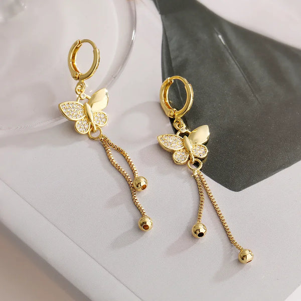 Gold-Plated Butterfly Drop Earrings | Copper