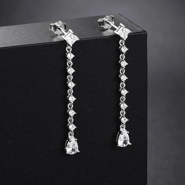 Tassel Moissanite Drop Earrings | 925 Sterling Silver