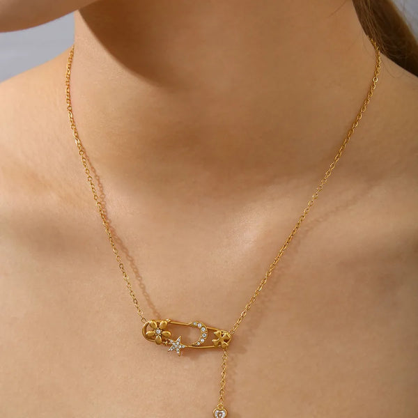 Heart Floral Necklace | Stainless Steel
