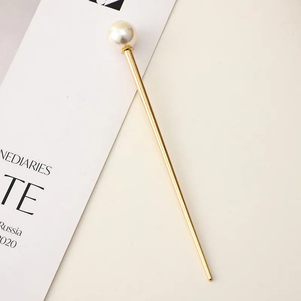 Chinoiserie Artificial Pearl Hairpin Headband | Alloy