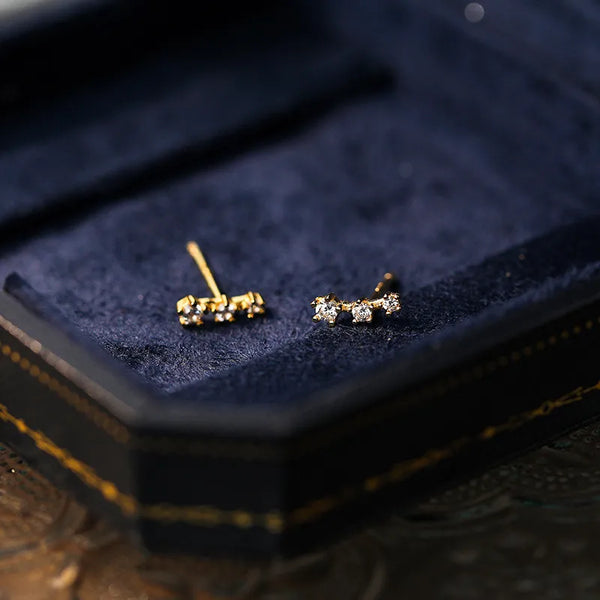 Asymmetric Zircon Stud Earrings | 925 Sterling Silver