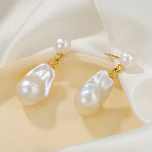 Vintage Freshwater Pearl Earrings | 925 Sterling Silver