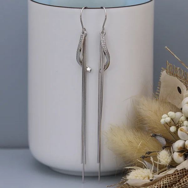 Tassel Geometric Drop Earrings | Silver