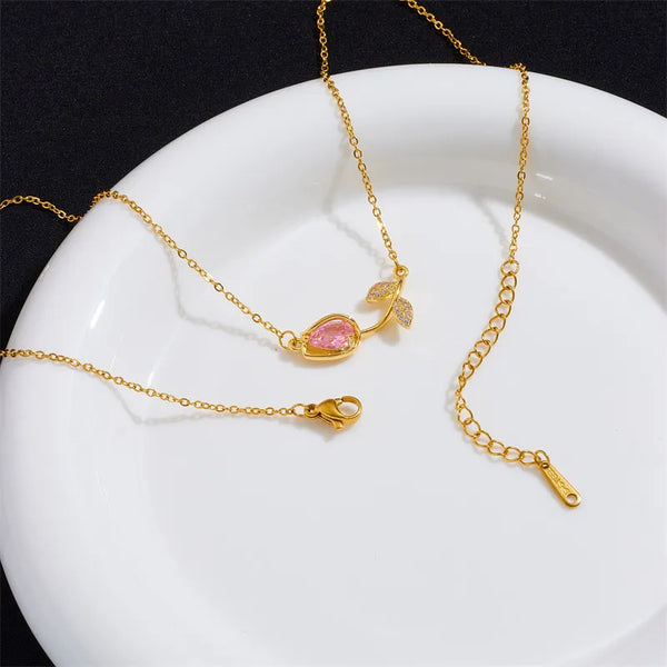 Gold Floral Pendant Necklace | Copper