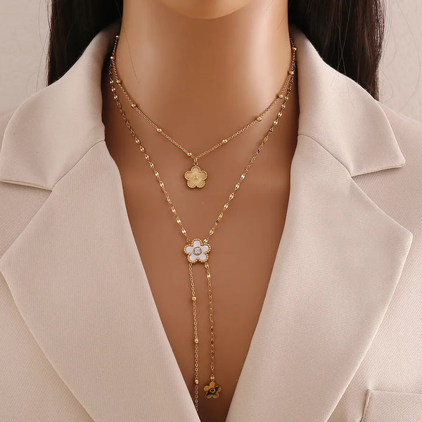 Natural Stone Butterfly Pendant Necklace | Stainless Steel