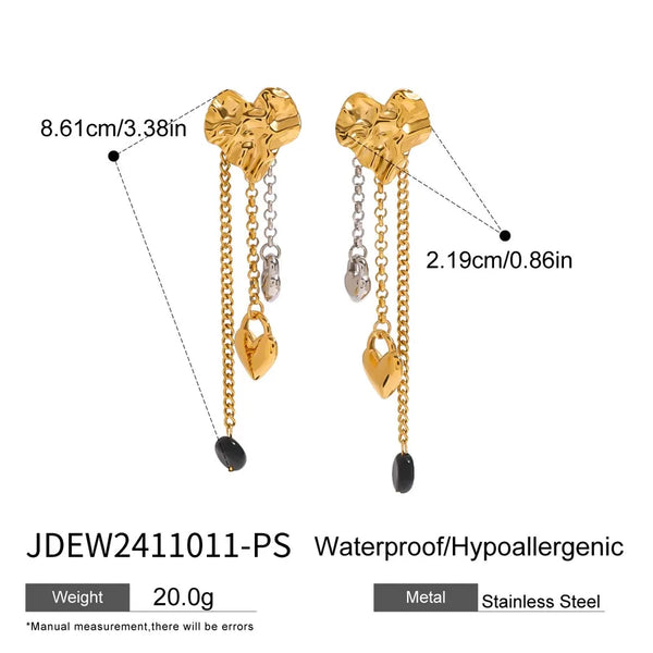 Tassel Heart Drop Earrings | Stainless Steel
