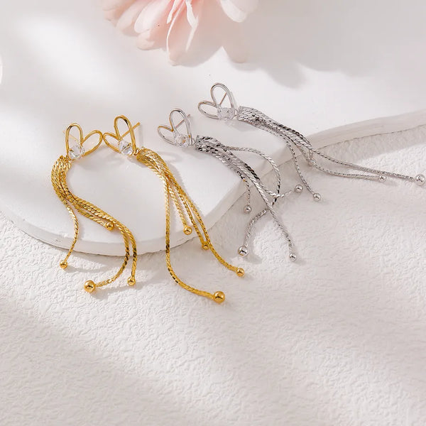 Heart Artificial Pearl Stud Earrings | Copper