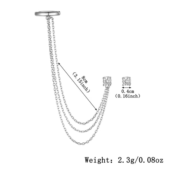 Tassel Zircon Ear Cuff Earring | 925 Sterling Silver
