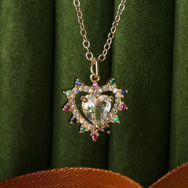 Inlay Heart Pendant Necklace | Copper