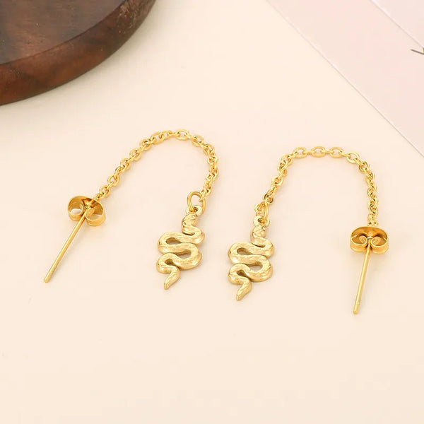 Snake Drop Earrings | Stainless Steel
