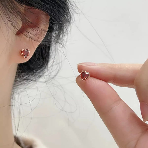 Red Heart Stud Earrings | 925 Sterling Silver