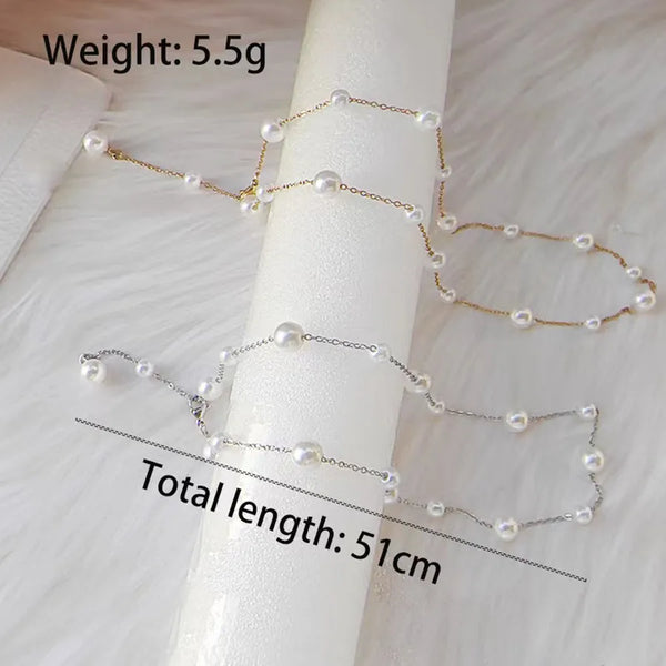 Round Artificial Pearl Necklace | Stainless Steel