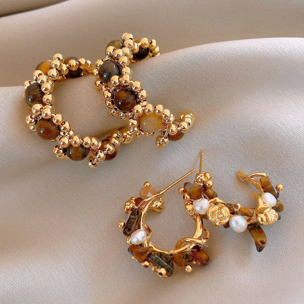 Vintage Floral Stud Earrings | Copper