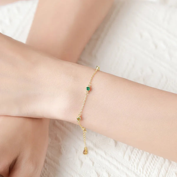 Green Geometric Bracelet | 925 Sterling Silver