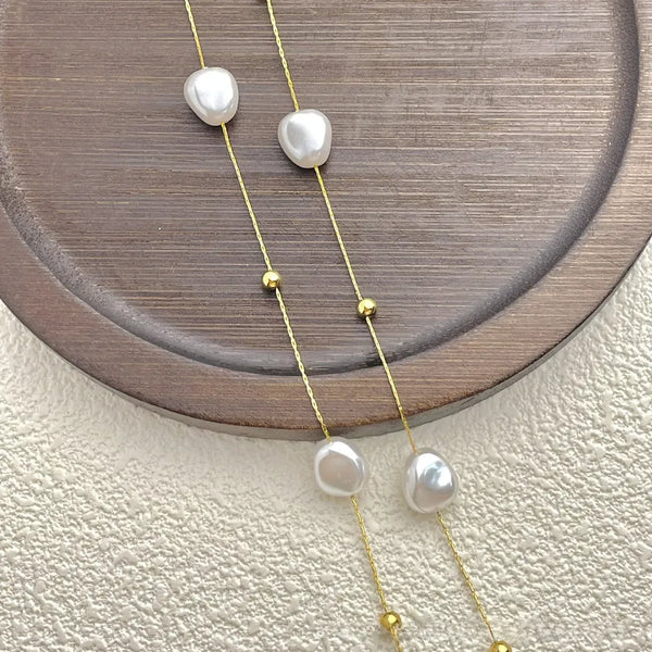 Chain Pearl Choker Necklace | Stainless Steel