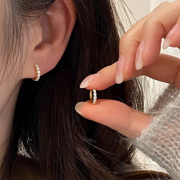 Geometric Rhinestone Stud Earrings | 925 Sterling Silver
