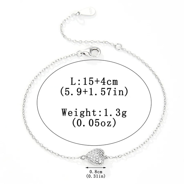 White Heart Bracelet | 925 Sterling Silver