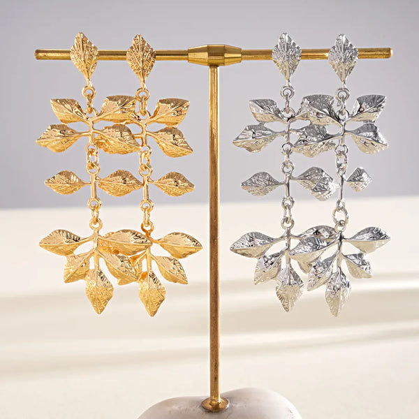 Vintage Leaf Stud Earrings | Stainless Steel