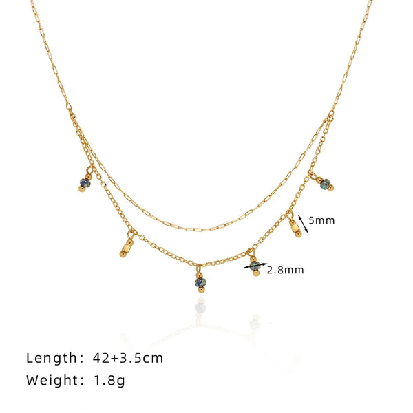 Gold-Plated Natural Stone Necklace | Stainless Steel