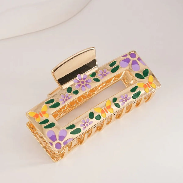 Purple Floral Hair Claw Hair Clip | Zinc Alloy