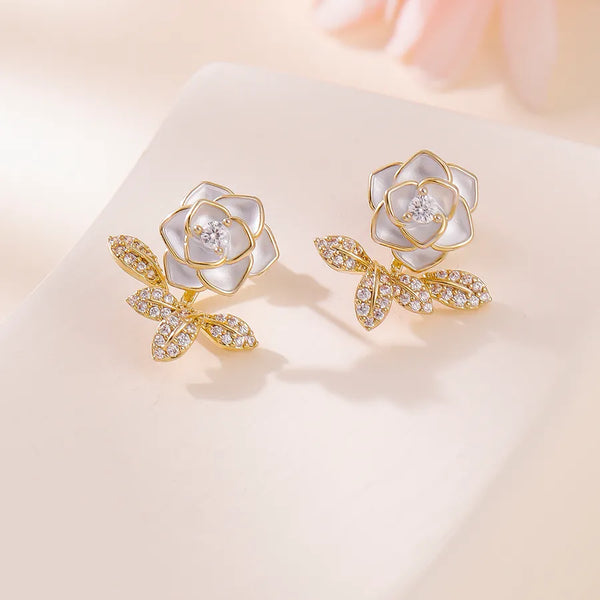 Geometric Floral Stud Earrings | Copper