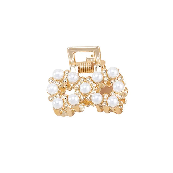 Geometric Artificial Pearl Hair Claw | Metal