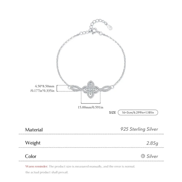 Rhodium Floral Bracelet | 925 Sterling Silver