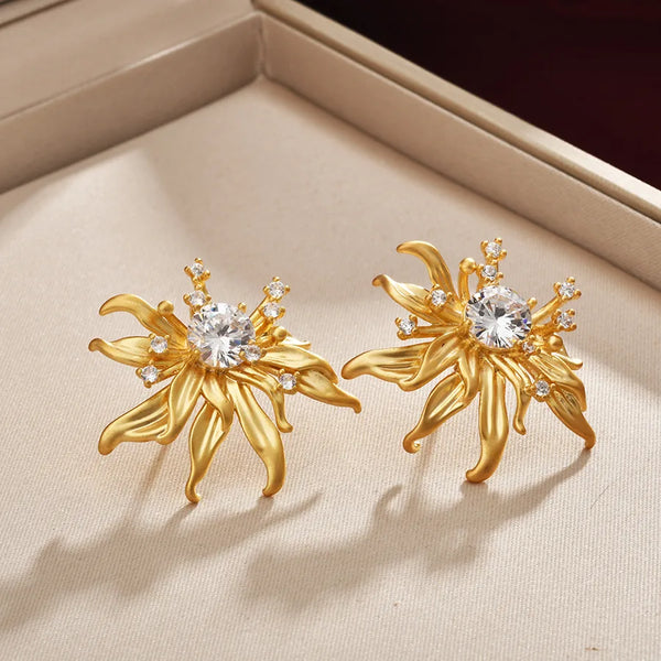 Silver-Plated Floral Stud Earrings | Copper