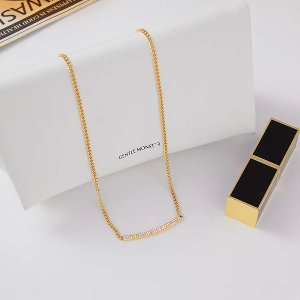 White Rhinestone Necklace | Stainless Steel