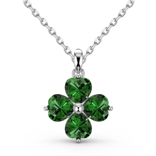 Rhinestone Floral Pendant Necklace | 925 Sterling Silver