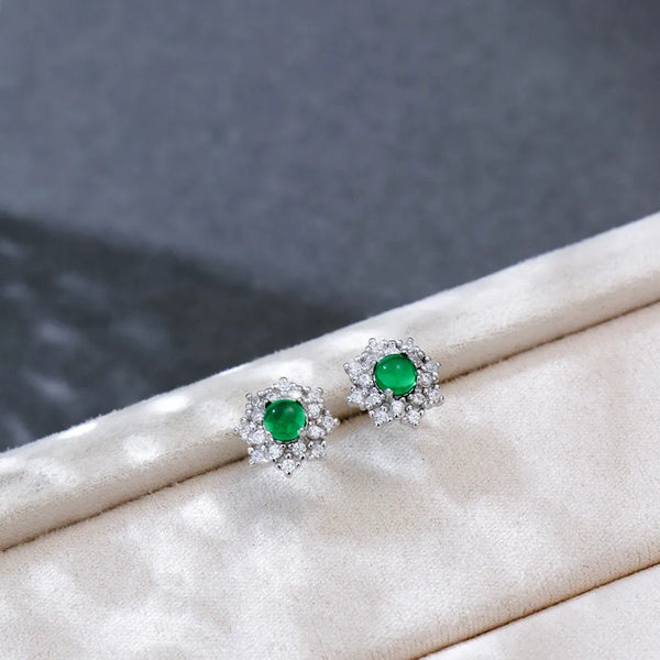 White Geometric Stud Earrings | 925 Sterling Silver