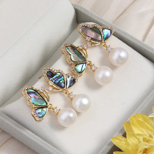 Zircon Freshwater Pearl Earrings | 925 Sterling Silver