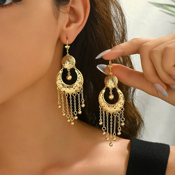 Gold-Plated Tassel Earrings | Copper